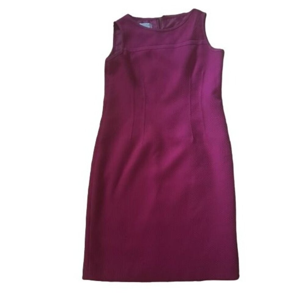 Kasper Women's Sleeveless Sheath Dress Size 8 Hot Pink Textured Fabric Zipper Ba
